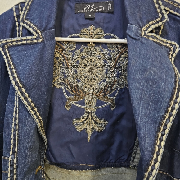 Midnight Velvet Denim Jacket - Picture 3 of 6